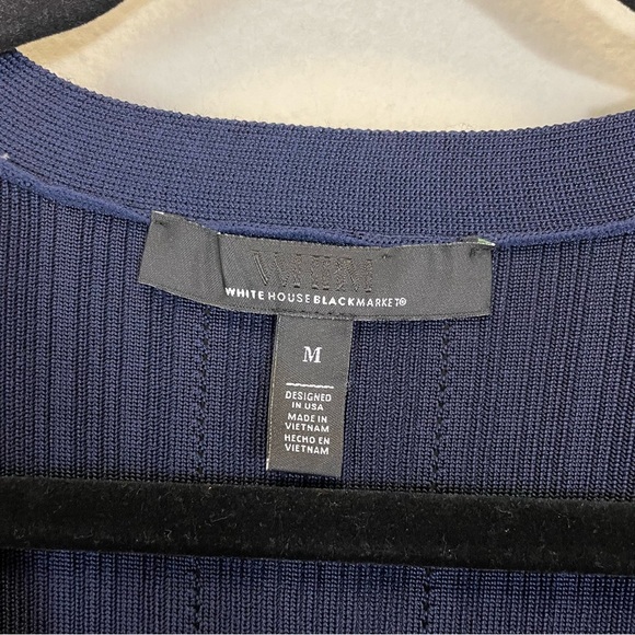 White House Black Market Navy Slinky Long Sleeve Snap Front Cardigan Size M - Picture 5 of 14